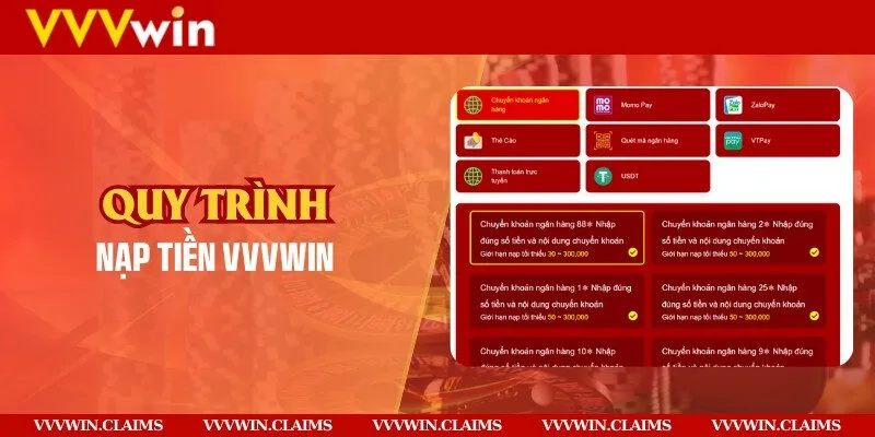 Quy trình nạp tiền Vvvwin